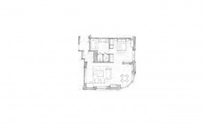 1 Bedroom Corner Suite Floorplan