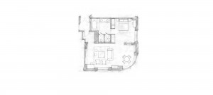 1 Bedroom Corner Suite Floor Plan