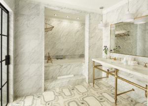 View of the tub, sink and shower in 1 Bedroom Corner suite