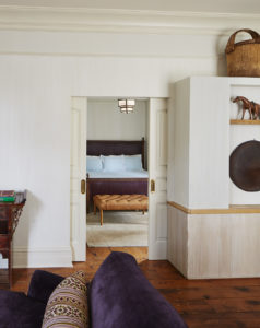 View into the bedroom from the Corner Suite's main living space at the Greenwich Hotel