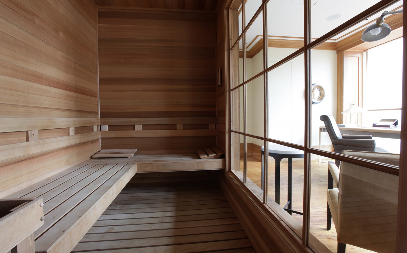 Detail shot of the N. Moore Penthouse sauna
