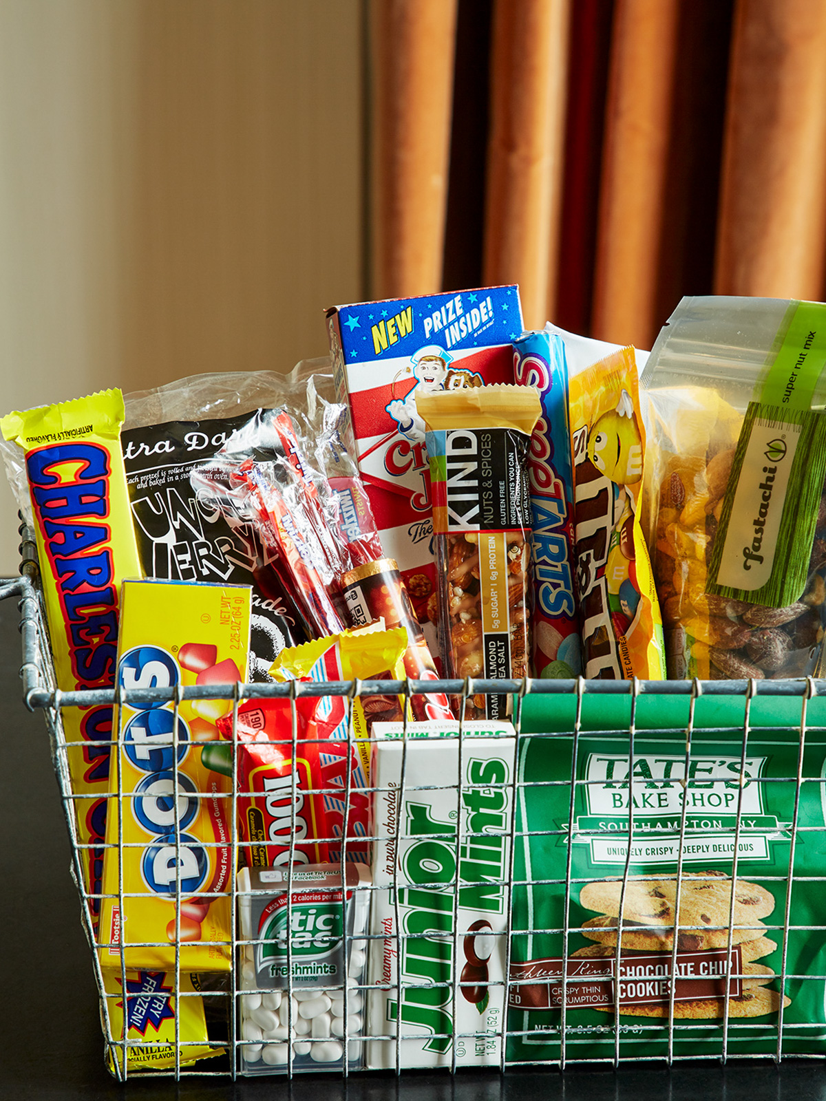 View of the complimentary snack basket