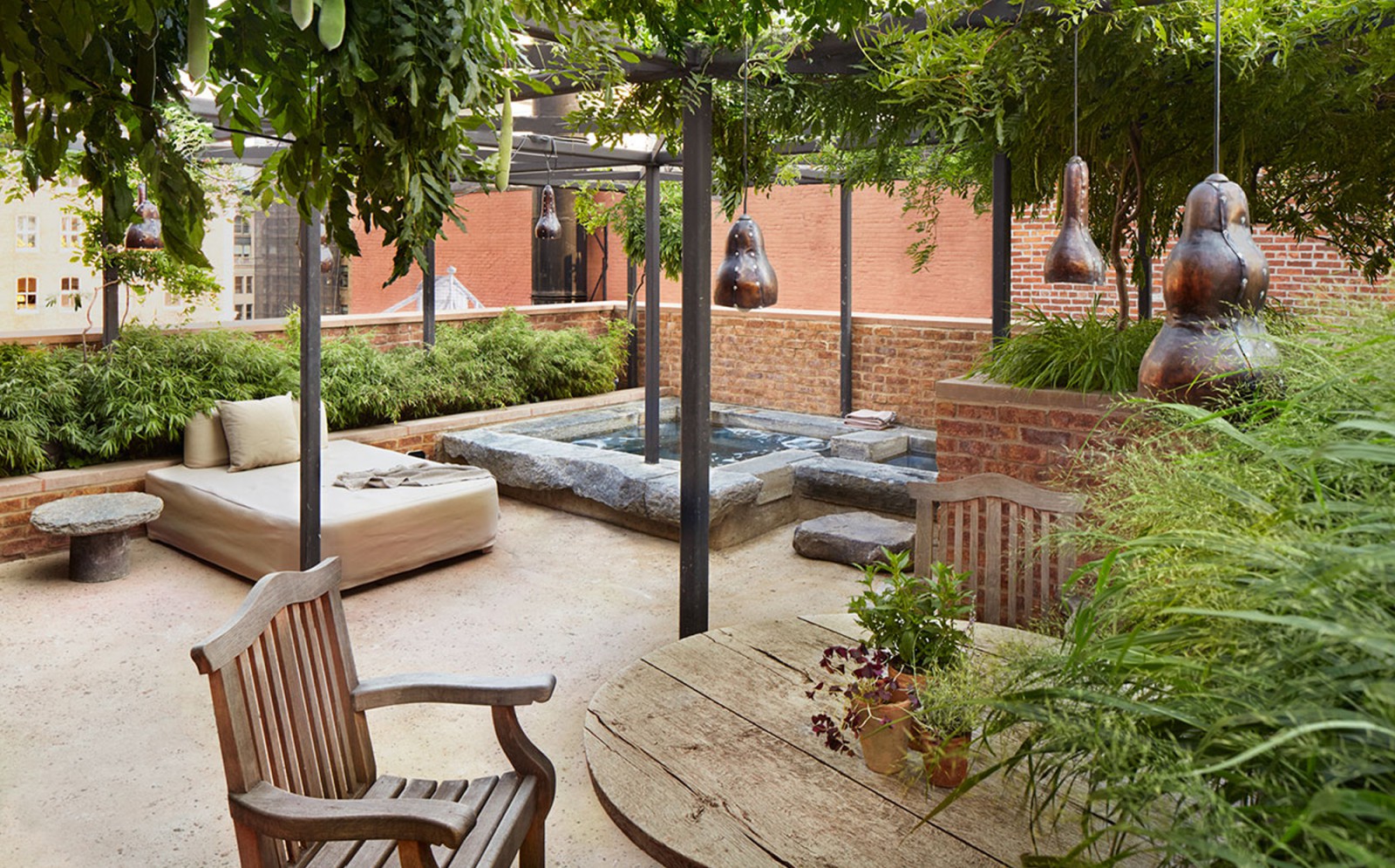 Tribeca Penthouse rooftop gardens and pergola