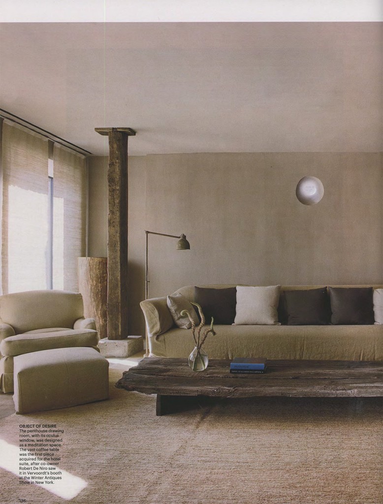 T Magazine profiles the Tribeca Penthouse at luxury hotel The Greenwich Hotel, designed by Axel Vervoordt.