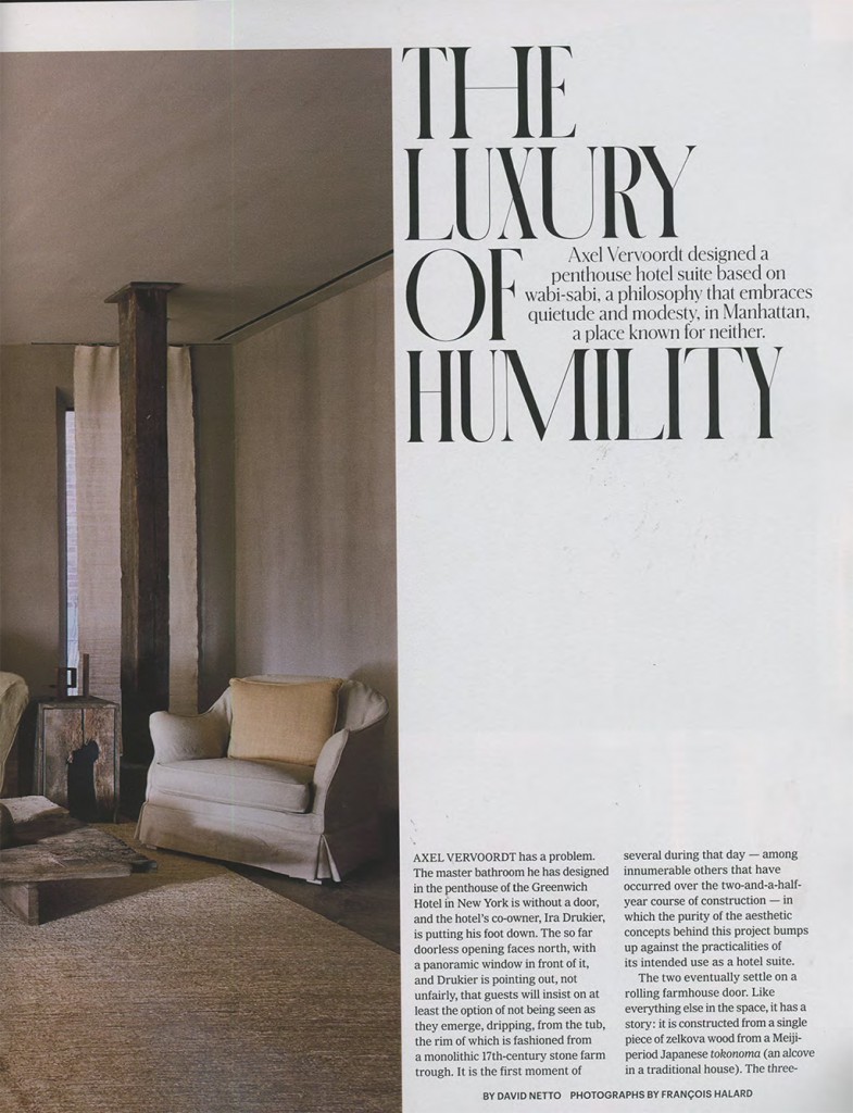 T Magazine profiles the Tribeca Penthouse at luxury hotel The Greenwich Hotel, designed by Axel Vervoordt.