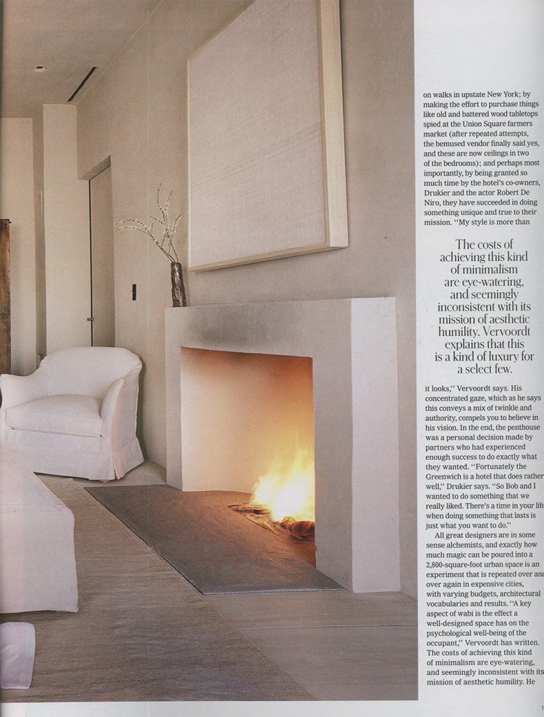 T Magazine profiles the Tribeca Penthouse at luxury hotel The Greenwich Hotel, designed by Axel Vervoordt.