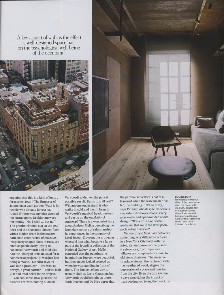 T Magazine profiles the Tribeca Penthouse at luxury hotel The Greenwich Hotel, designed by Axel Vervoordt.