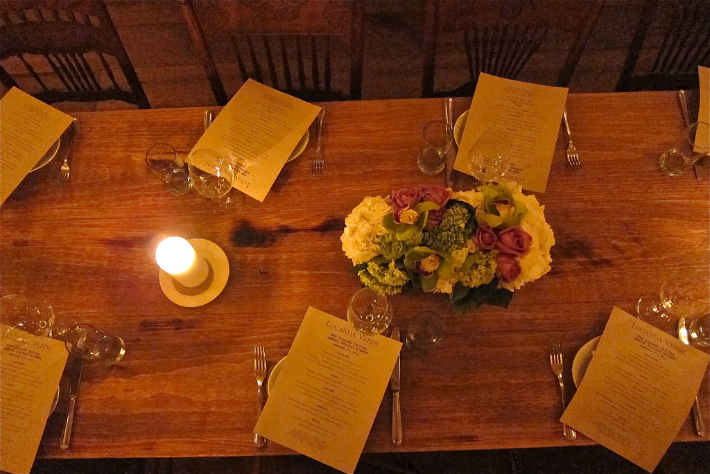 Overhead view of a table setting at Locanda Verde located in The Greenwich Hotel