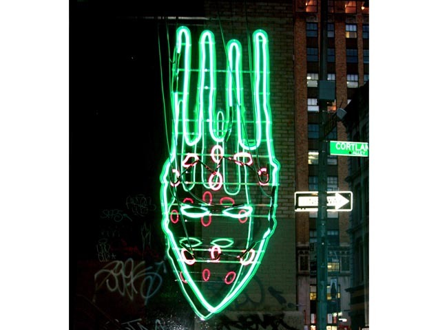 Brendan Fernandes neon art at Art In General
