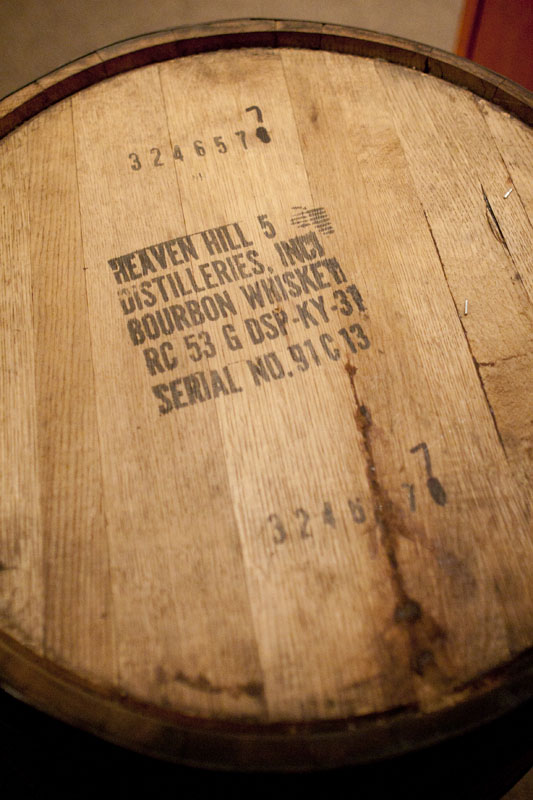 Close up of the top of a Heaven Hill distillery barrel
