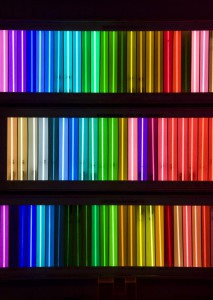 Colorful neon color bars inside Let There Be Neon