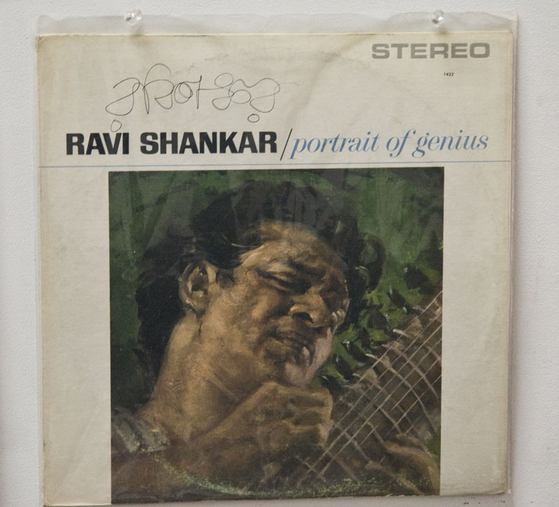 A signed Ravi Shankar record at Archive of Contemporary Music