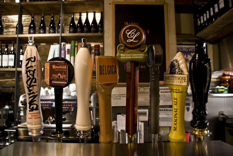 View of the draft taps at Terroir Wine Bar