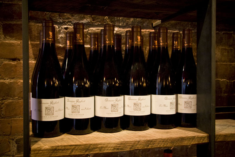 Close up of wine on the shelf Terroir Wine Bar