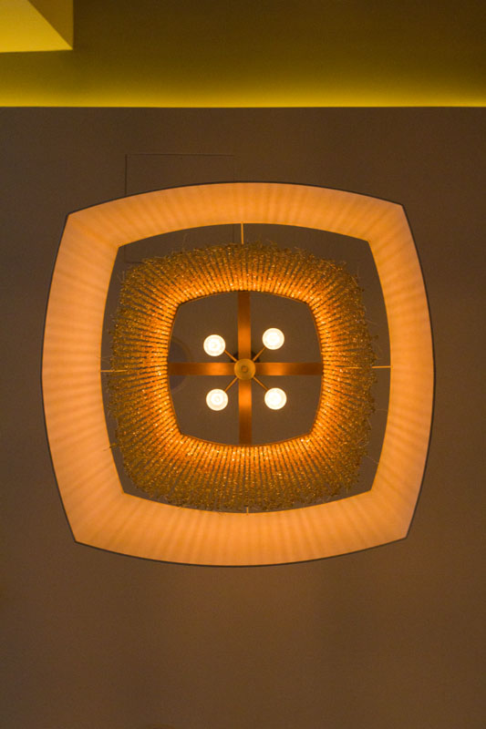 Looking up into a light fixture at Tamarind