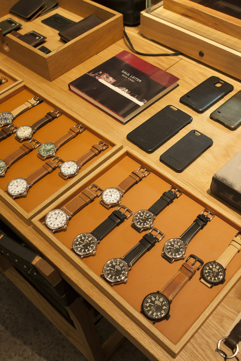 Overhead view of Shinola's signature watches