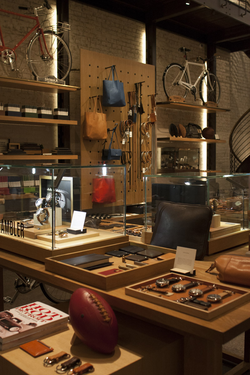 Glass display cases featuring objects from watches, to wallets and footballs