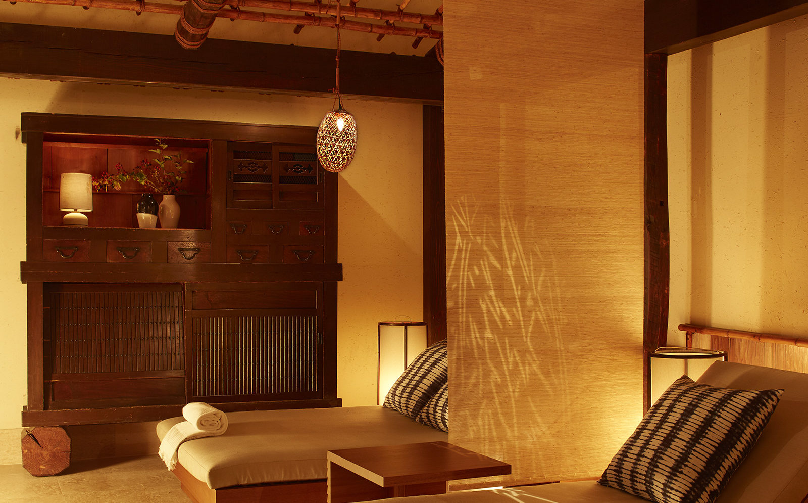 Lounge chairs in the Shibui Spa at the Greenwich Hotel