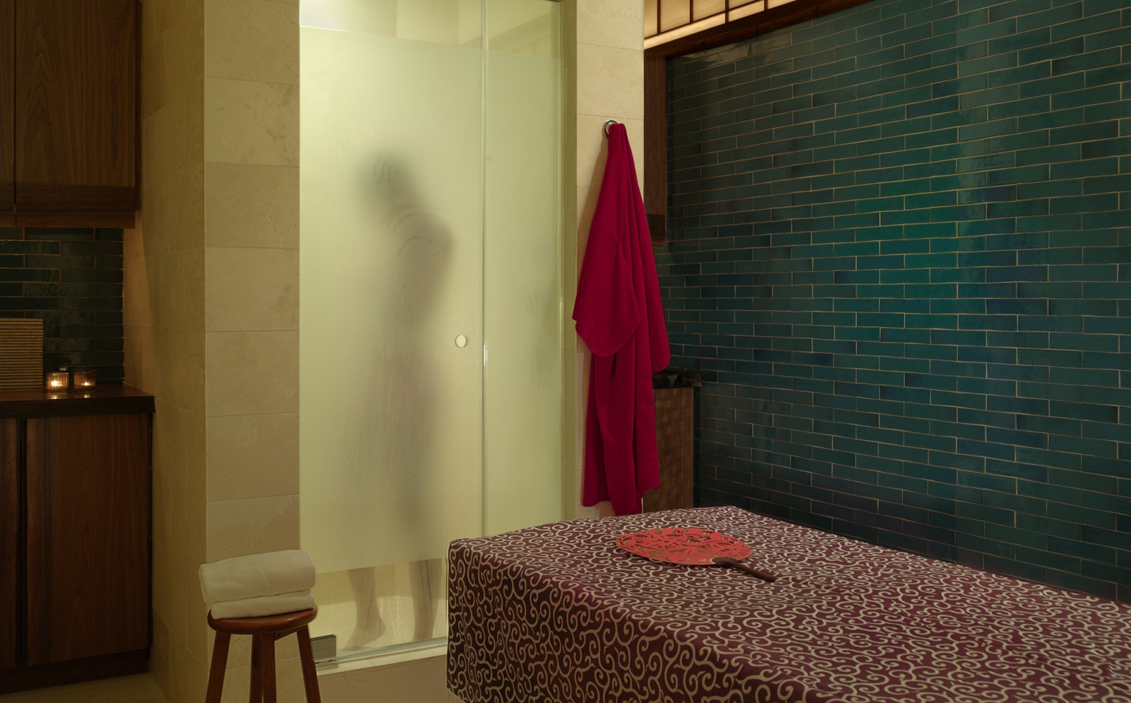 Private showers at the Greenwich Hotel's Shibui Spa