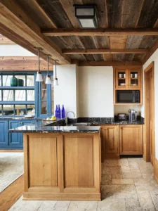 The kitchen island and sink area