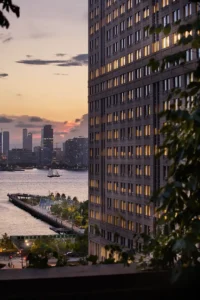 View from the terrace looking at the Hudson River