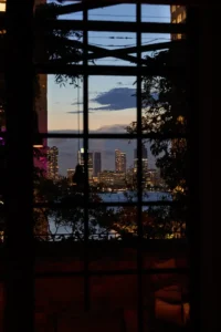 Views of Tribeca looking through the window at dusk