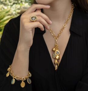 Necklace and Bracelet on model by gurhan
