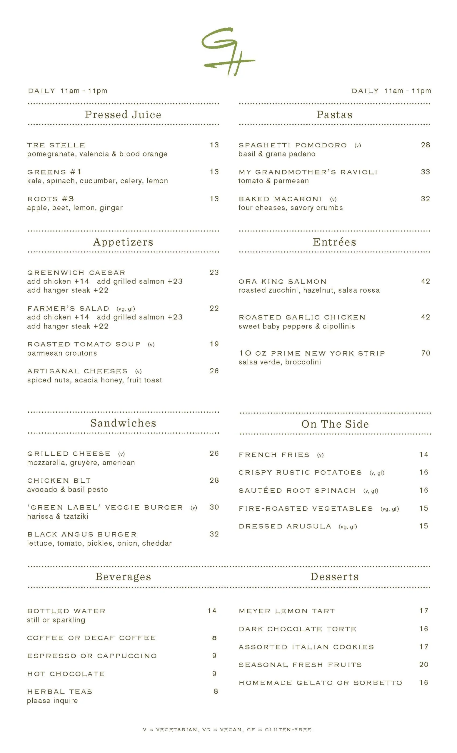 In-Room Dining All Day Menu