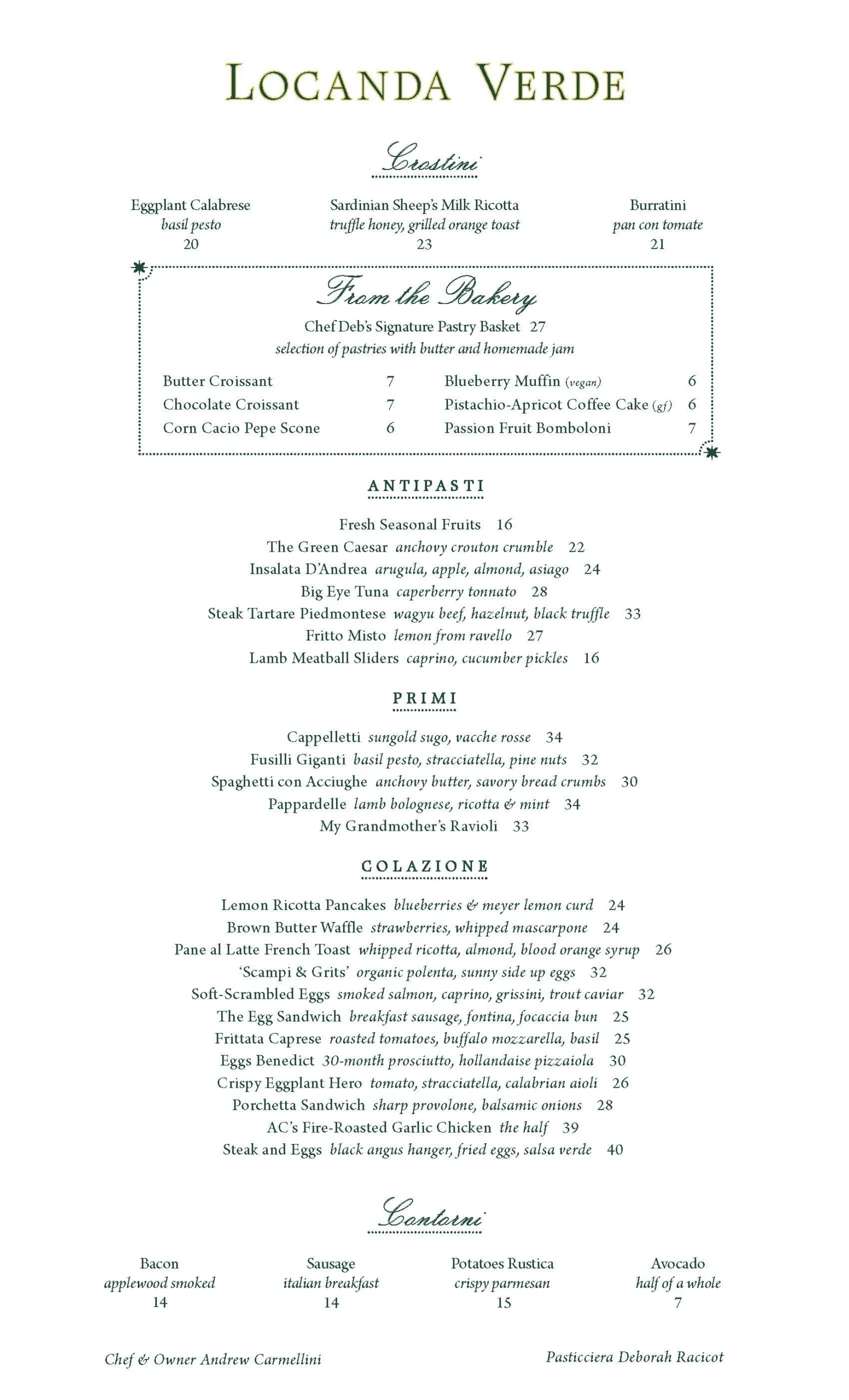 In Room Dining Brunch Menu