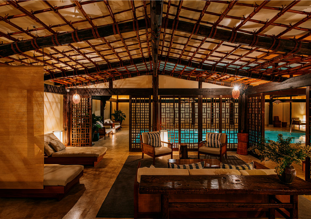 Lounge area beside the pool