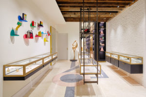 Showroom display cases at The Webster