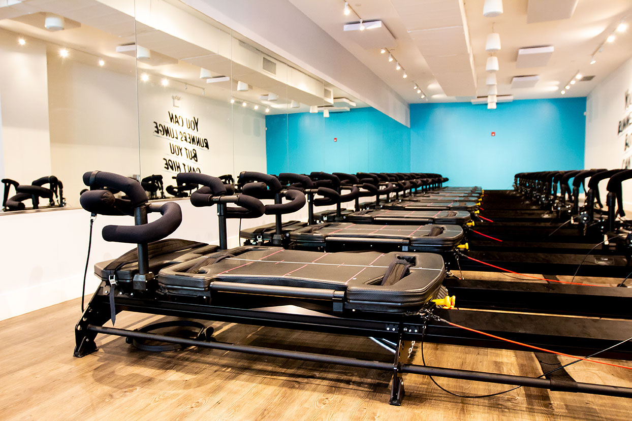 View of the studio and pilates equipment