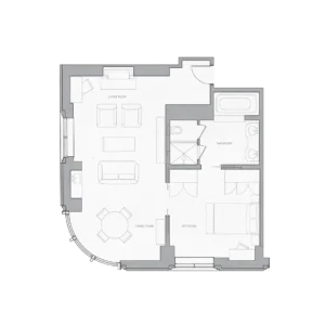 Fireplace Corner Suite floorplan example at the Greenwich Hotel