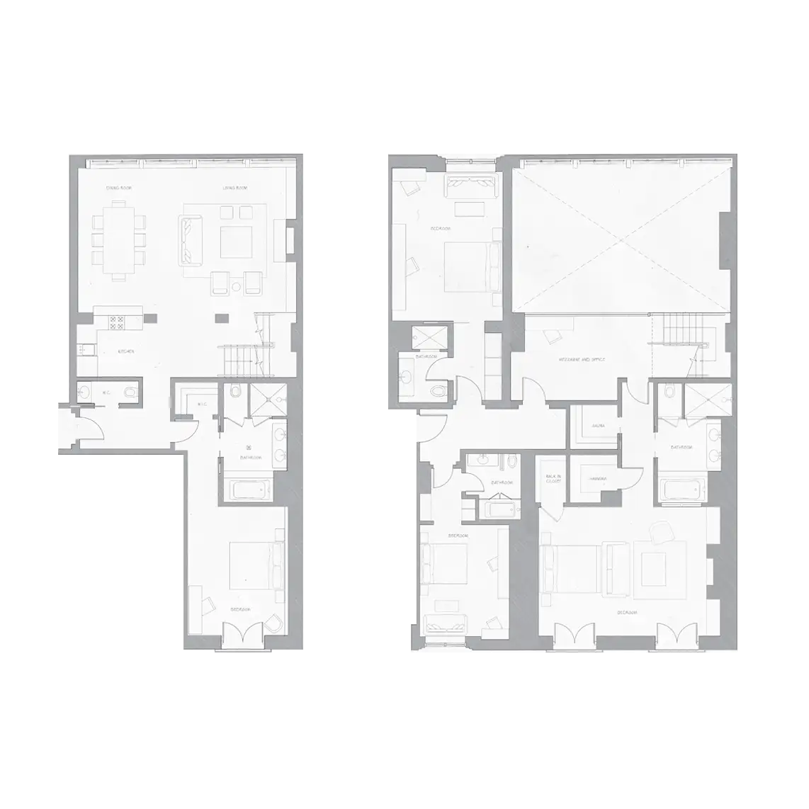 North Moore Duplex 4-bedroom configuration floorplan