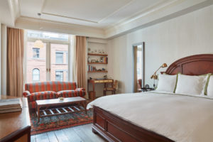 The Greenwich Hotel - Courtyard Queen Room with Soaking Tub - View of Bed, desk and sofa