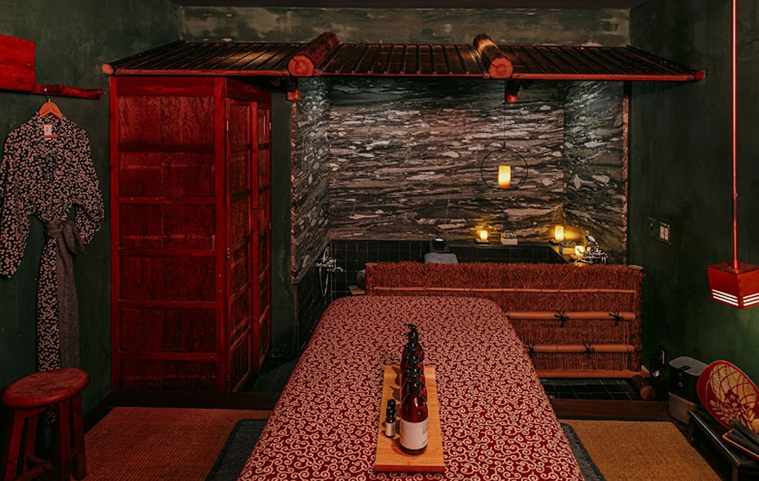 A view of the Japanese style bath and treatment room inside the Shibui Spa