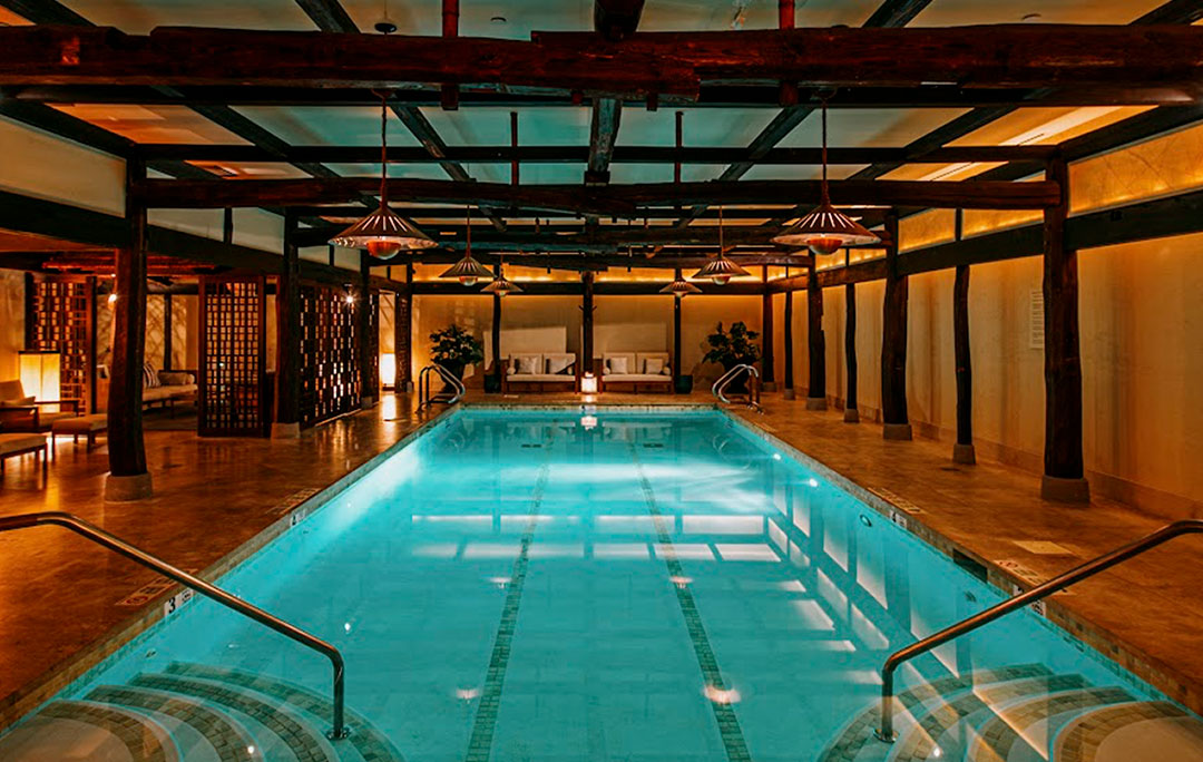 The Pool and Extensive Japanese wood work at the Shibui Spa