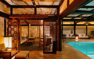 Looking at the private seating and pool inside the Shibui Spa