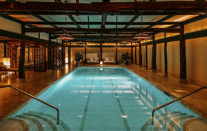 Overlooking the pool at the Shibui Spa at The Greenwich Hotel, one of the few luxury hotels in Manhattan with an indoor pool