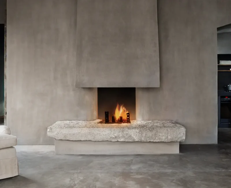 A photo of the fireplace and hearth inside the Tribeca Penthouse