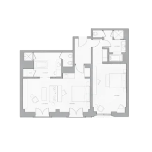 Two Bedroom Studio Suite Floorplan