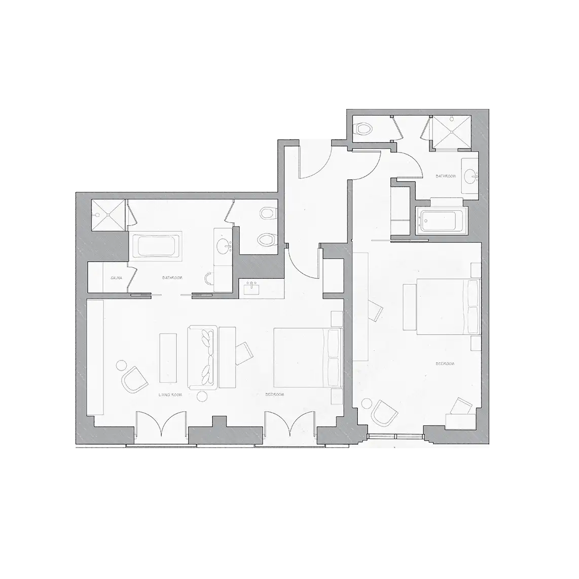 Two Bedroom Studio Suite Floorplan